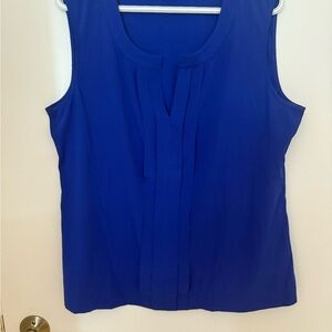 Calvin Klein Blue Pleated Sleeveless Blouse